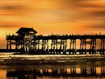 lovely fishing pier at sunset