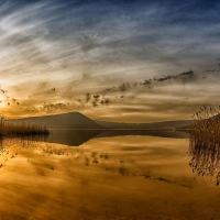 magical sunrise over a lake