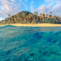 Fiji Polynesian Island - blue lagoon and beach