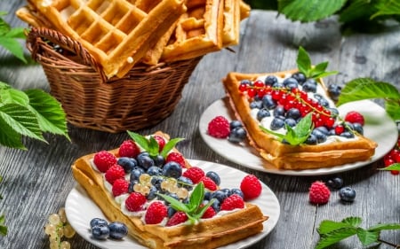 *** Waffles with fruit *** - fresh, dessert, fruits, food, waffels