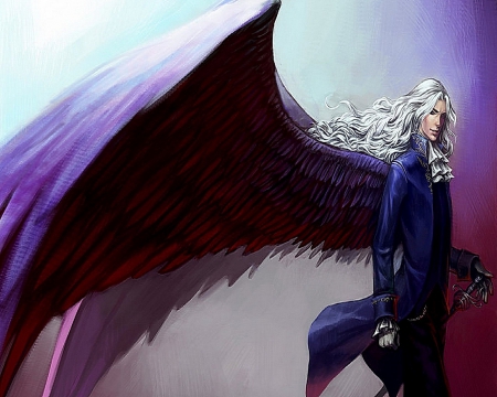 Royal Angel - male, purple, sword, fantasy