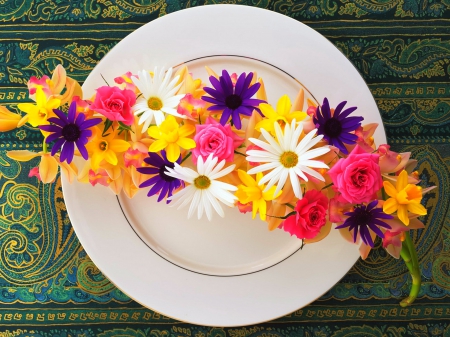 Plate of petals - flowers, colorful, plate, petals