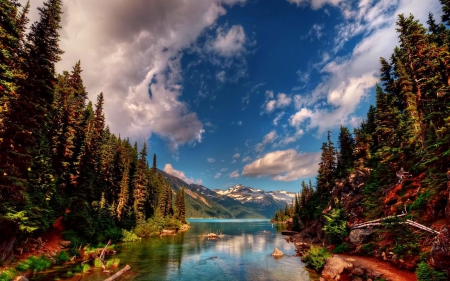 Garibaldi Lake, British Columbia - water, trees, reflection, clouds