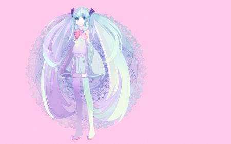 Hatsune Miku - hatsune, hatsune miku, cocaloid, pink, voca, long hair, miku, cant think of a fourth