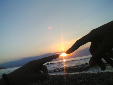 touch - hands, sunset, beach, beautiful