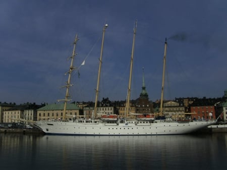 Sailboat - white, big, summer, stockholm