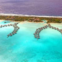 Aerial View of Paradise Tropical Island Bora Bora Resort