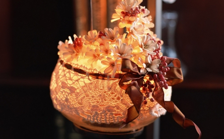 Creative lamp - lamp, flowers, decor, lights