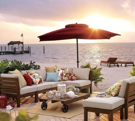 On the Beach - nature, beaches, sea, table for two