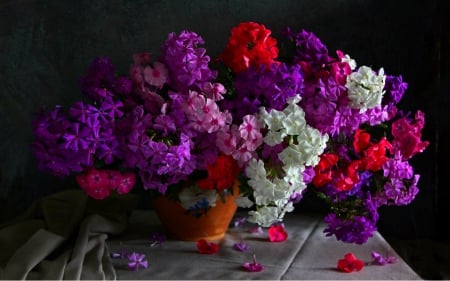 Beautiful flowers - flowers, pot, still life, petals