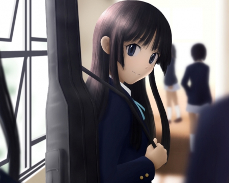 Akiyama Mio - pretty, female, akiyama mio, guitar, superstar, nice, akiyama, kon, curte, hot, beauty, cg, ice, mio akiyama, 3d, mio, sexy, anime, long hair, k-on, hd, idol, anime girl, realistic, beautiful, singer, girl, lovely, sweet, k on, black, diva, black hair