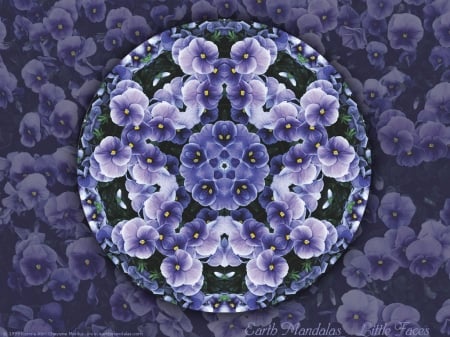 Mandala - abstract, designs, purple, circle, mandala, pansies