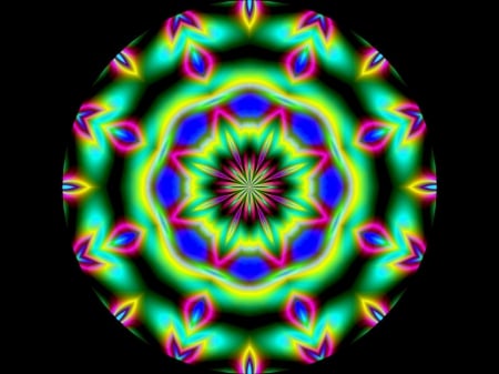 Mandala - shapes, mandala, circle, black, purple, abstract, blue, green, flower