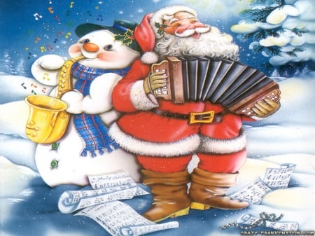 MUSICAL TEAM - santa, musical, claus, snowman