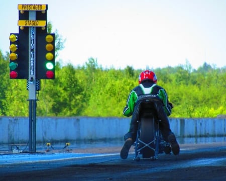 Leaving the line - race, bike, vintage, cycle, kawasaki, dragrace, motorcycle