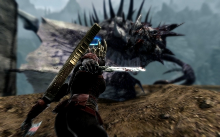 Charge - skyrim, dragon, running, attack, daggers