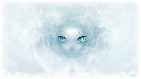 Alien - photoshop, digital art, eyes, drawing, lady, painting, alien, face, sky, wallpaper