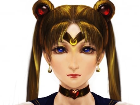 Sailor Moon - frmale, princess, girl, long hair, anime girl, lovely, brown hair, sailor moon, art, cool, lipstick, anime