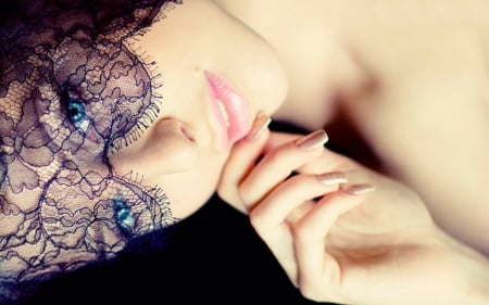 Pretty face - mask, woman, model, lace, face