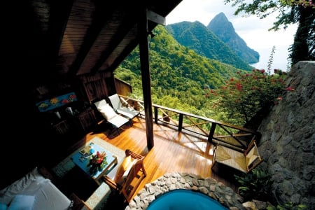 Beautiful Mountain Retreat in St Lucia Paradise Caribbean Island - jacuzzi, room, island, mountain, st lucia, five star, exotic, caribbean, paradise, hotel, luxury, beautiful, sea, resort, ocean, suite, islands, tropical, pool, west indies, retreat