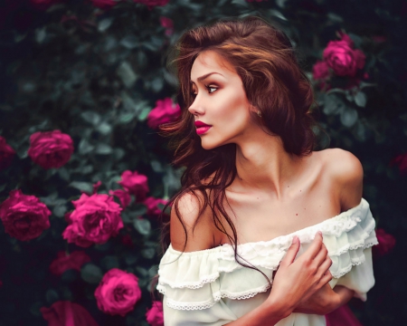 Beautiful woman - flowers, face, woman, model