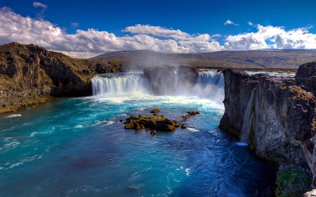 Godafoss, Iceland - nature, iceland, waterfall, rocks