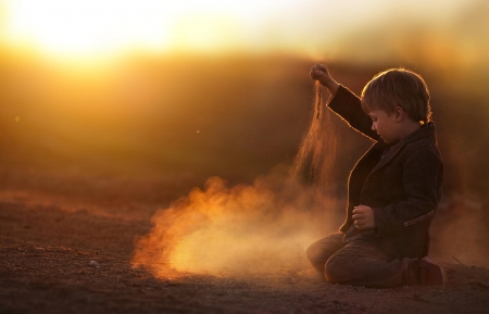 Dust... - child, dust, sunset, boy