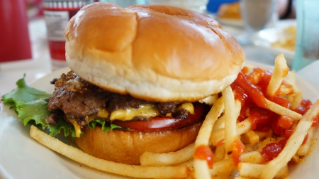 Burger And Fries - steakburger, steak n shake, burgers, fries, Burger And Fries, royale burger