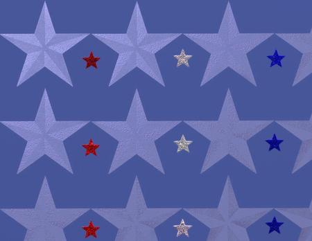 Stars in line - collage, white, blue, red