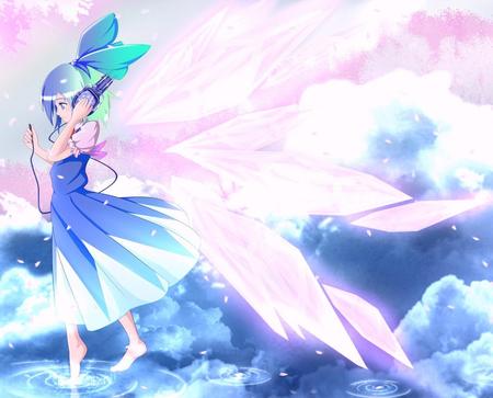 Cirno - touhou, headphones, wings, anime, cirno