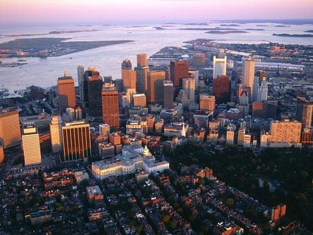 Aerial View of Downtown Boston Massachusetts - beautifull, beach