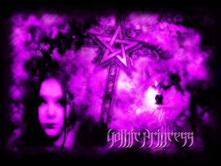 Gothic Princess - woman, princess, girl, goth, gothic, star, cloud, pink, scepter