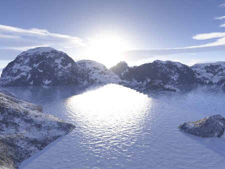 Beautiful Frozen lake - sky, lake