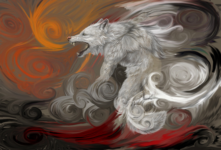 wolf - okami, wind, wolf