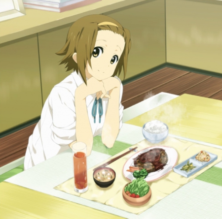 Tainaka Ritsu - ritsu, cute, soup, delicious, juice, hot, anime girl, yummy, girl, food, mritsu tainaka, tainaka ritsu, drink, kawaii, short hair, brown hair, anime, k on, kon, k-on, tainaka, rice, lunch, room, sexy, female, house