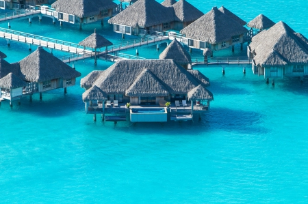 Beautiful Bora Bora - Tahiti - beach, paradise, water, bungalows, polynesia, bora bora, atoll, lagoon, resort, ocean, islands, tropical, exotic, luxury, blue, beautiful, villas, island, south pacific, sea, tahiti, retreat