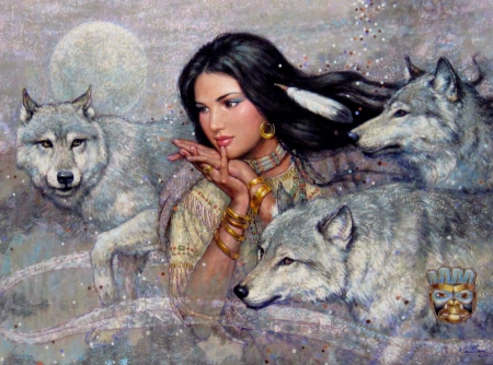 Native and Friends - wolf, wolves, predators, artwork