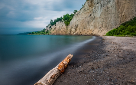 Beach - water, beach, log, nature, wood