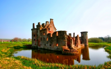 Castle - photo, sky, lake, castle