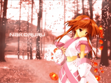 Anime autumn - anime, girl, trees, autumn