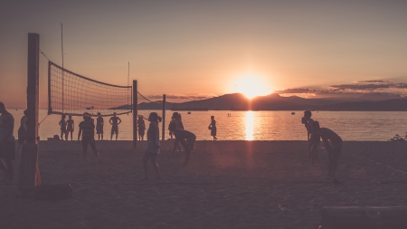 Sunset - beach, sand, sun, set