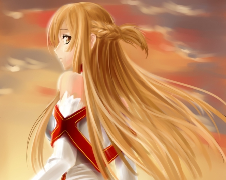 Yuuki asuna, anime girl, art, beauty, cute, online, sao, sword, HD  wallpaper