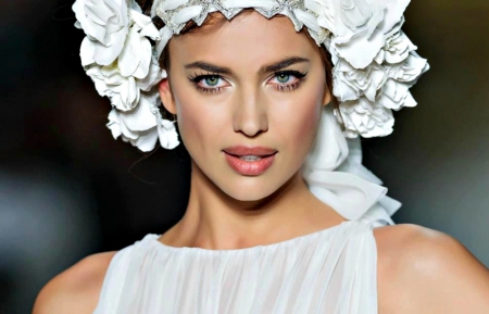 Irina Shayk  - woman, beauty, girl, bride, model, white, green eyes, irina shayk, dress