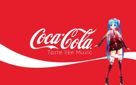 Coca Cola Miku - coca cola, coke, miku, taste like music, hatsune, hatsune miku