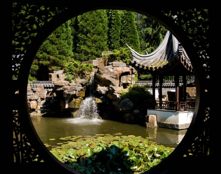 Chinese Garden - nature, pond, garden, chinese, pagoda