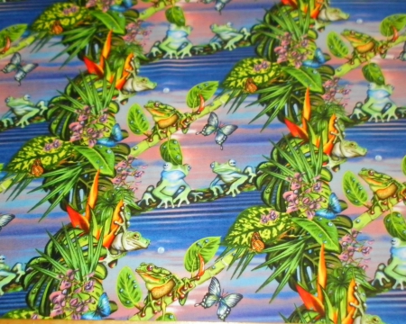 FROG FABRIC - water, dragonfly, frog, fabrics, green