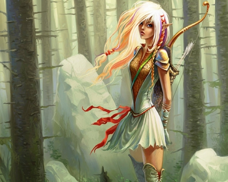 Elf Maiden - Young, Female, Elf, Bow, Woods