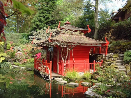 Japanese Tea House - garden, tea house, japan, nature