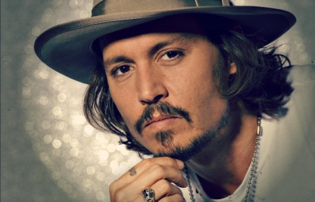 Johnny Depp - male, hat, white, glitter, grey, man, actor, by cehenot, johnny depp