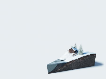 Slice of Winter - plain, beautiful, abstract, piece, white, objects, fantasy, 3d, simple, winter, pretty, items, object, beauty, sweet, hd, slice, item, cg, nice, lovely, house, realistic, snow